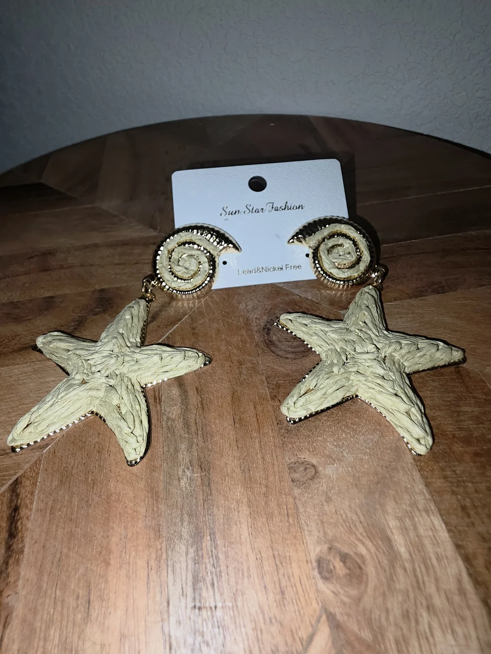 Rafia Star & Seashell Statement Drop Earrings In Natural With Gold-Tone Accents
